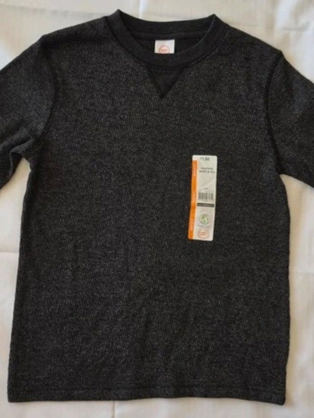 Wonder Nation Boys Thermal Knit Pullover Long Sleeve Crew Neck Black Size S 6-7